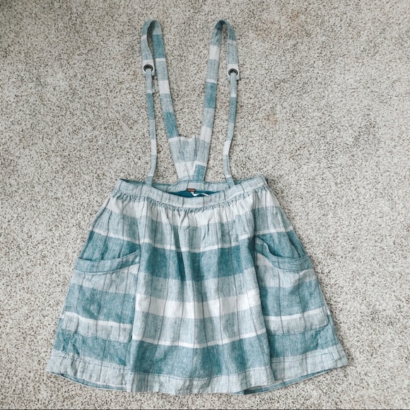 Free People Pants - Free People Light Blue Plaid Skirt Overall